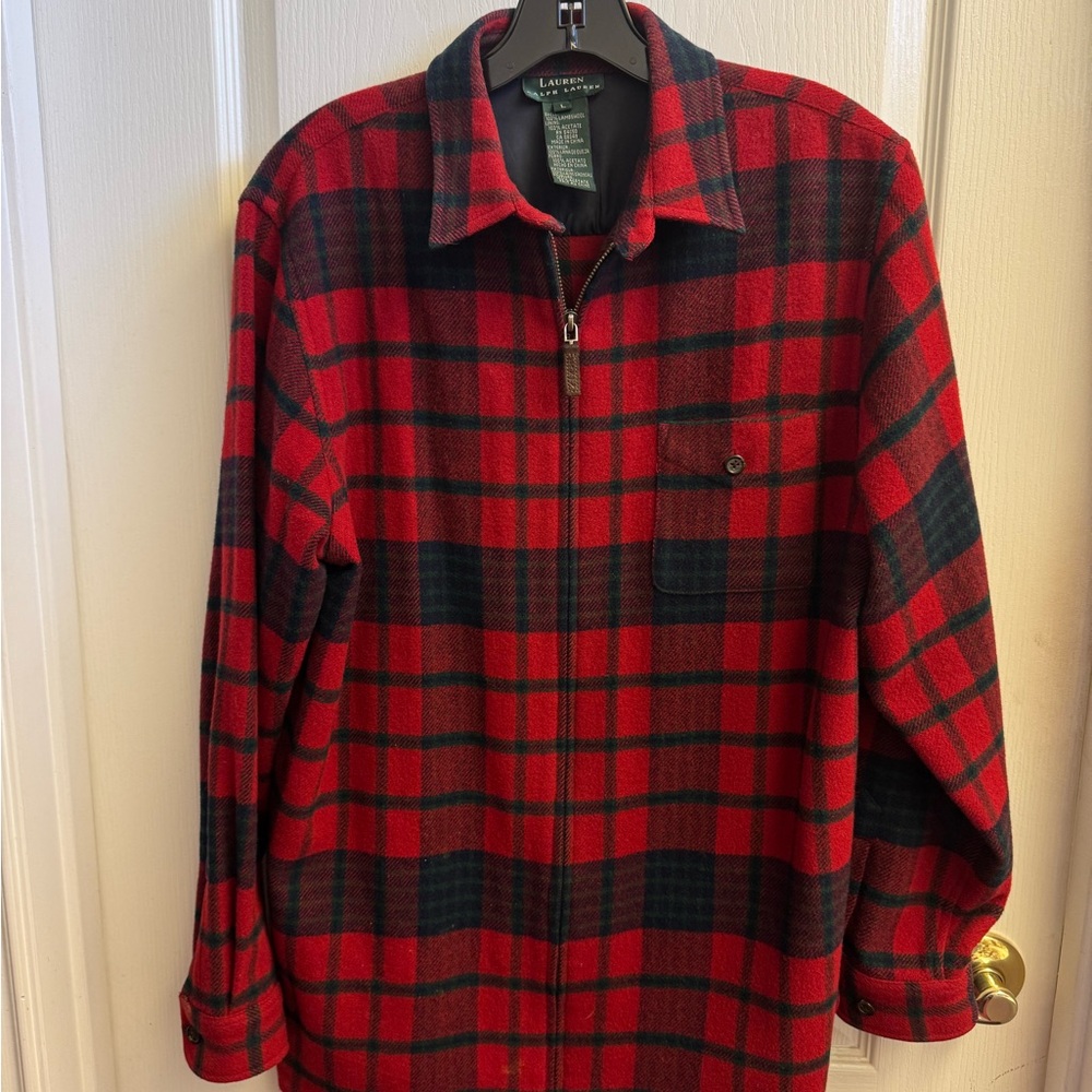 Ralph Lauren Red and Black Plaid Wool Shirt